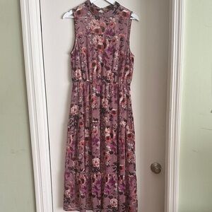 Floral Sleeveless Dress - Pink and Purple